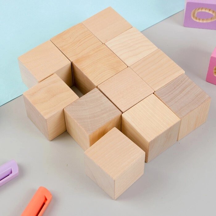 Кубики Неокрашенные, 12 шт., размер кубика: 3,8  3,8 см от компании Интернет-гипермаркет «MOLL» - фото 1