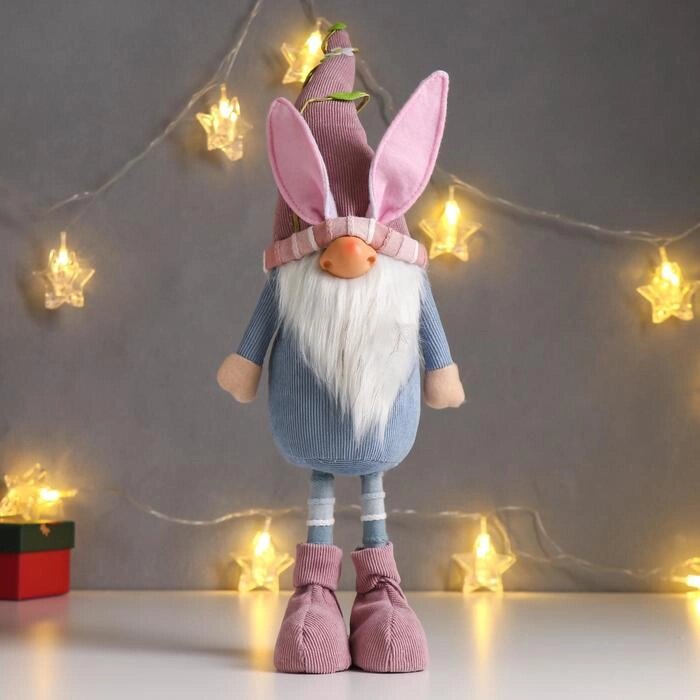 Кукла интерьерная "Дед Мороз в розово-голубом наряде, в колпаке с ушками" 48х10х13 см от компании Интернет-гипермаркет «MOLL» - фото 1