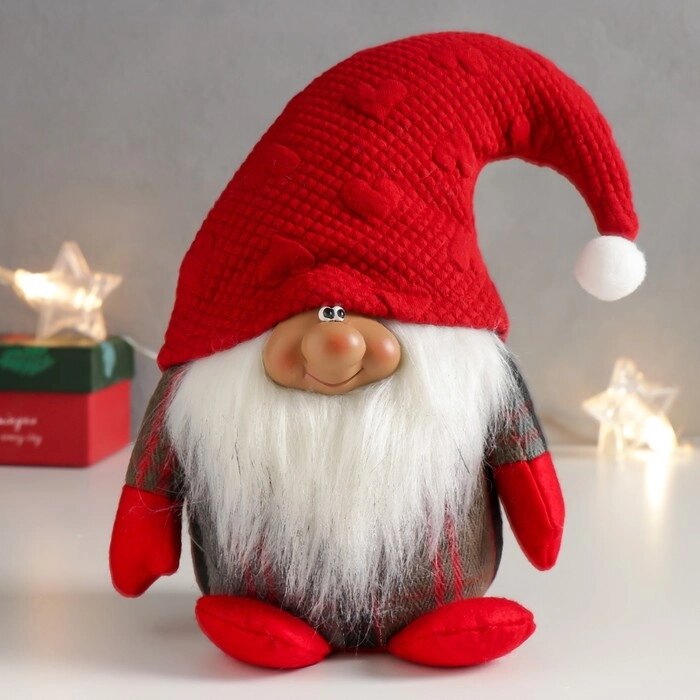 Кукла интерьерная "Дедуля Мороз в огромном красном колпаке" 22х15х10 см от компании Интернет-гипермаркет «MOLL» - фото 1