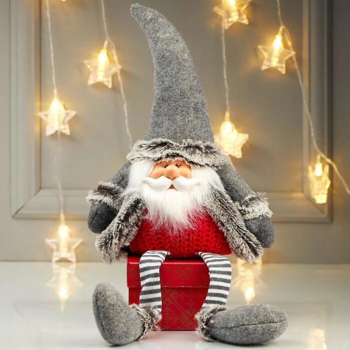 Кукла интерьерная "Дедушка Мороз в полосатых гетрах" 50х10х15 см от компании Интернет-гипермаркет «MOLL» - фото 1