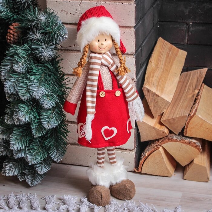Кукла интерьерная "Девочка в красной юбочке с сердечками" 56 см от компании Интернет-гипермаркет «MOLL» - фото 1