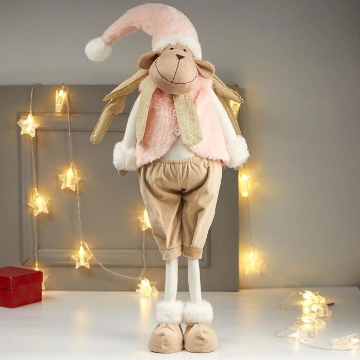 Кукла интерьерная "Лосик в розовом меховом жилете" 85х15х27 см от компании Интернет-гипермаркет «MOLL» - фото 1