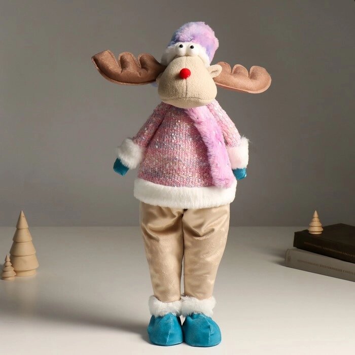 Кукла интерьерная "Лосик в розовом свитере с мехом и голубом колпаке, со звёздочкой" 61,5 см   94880 от компании Интернет-гипермаркет «MOLL» - фото 1