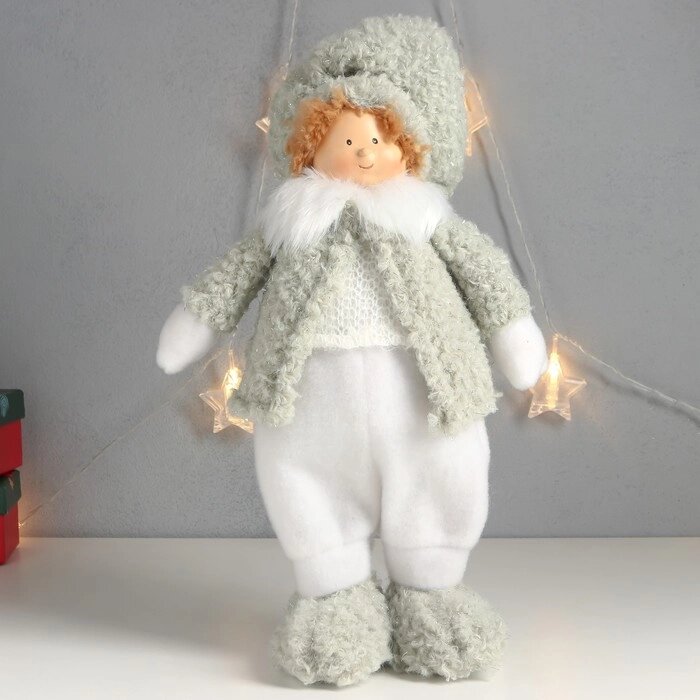 Кукла интерьерная "Мальчишка-пухляш в шапке с бомбошкой, зимний наряд" 40х22х13 см от компании Интернет-гипермаркет «MOLL» - фото 1