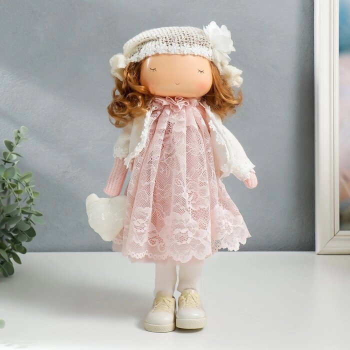 Кукла интерьерная "Малышка в платье с кружевом, с сердечком" 36,5х14х15,5 см от компании Интернет-гипермаркет «MOLL» - фото 1