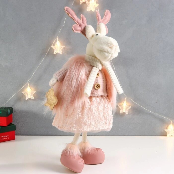 Кукла интерьерная "Олениха в розовом наряде со звёздочкой" 26х19х52 см от компании Интернет-гипермаркет «MOLL» - фото 1
