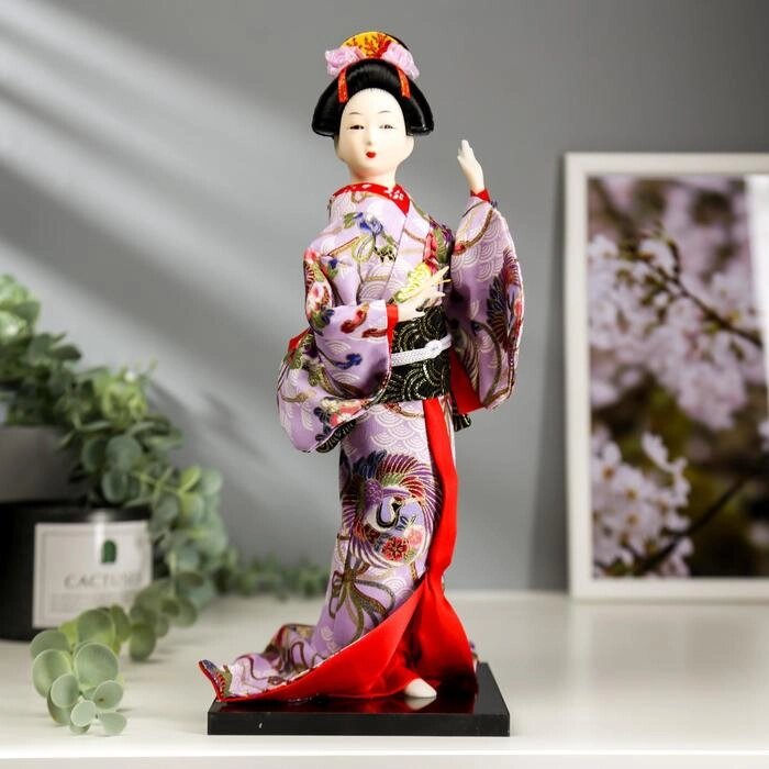 Кукла коллекционная "Японка в цветочном кимоно с бабочкой на руке" 30х12,5х12,5 см от компании Интернет-гипермаркет «MOLL» - фото 1