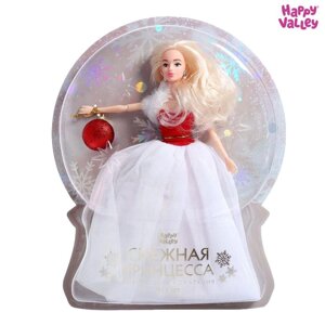 Кукла-модель шарнирная "Снежная принцесса", с аксессуаром, красно-белое платье
