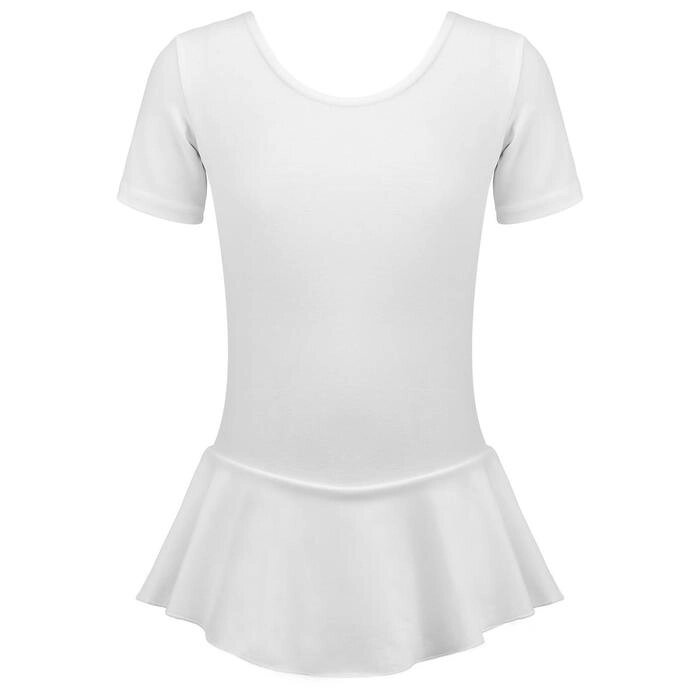 Купальник гимнастический х/б с юбкой, короткий рукав, цвет белый, размер 34 от компании Интернет-гипермаркет «MOLL» - фото 1