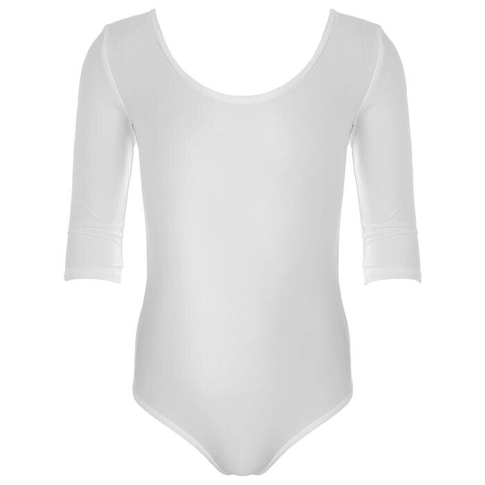 Купальник гимнастический, рукав 3/4, размер 28, цвет белый от компании Интернет-гипермаркет «MOLL» - фото 1