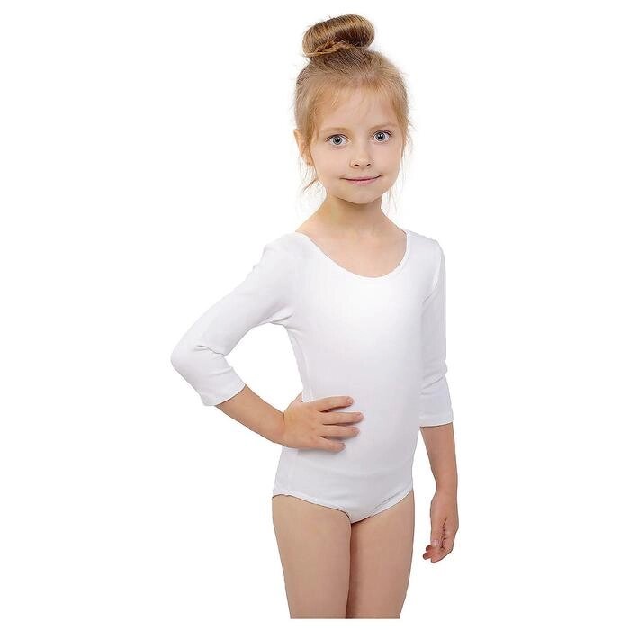 Купальник гимнастический, рукав 3/4, размер 28, цвет белый от компании Интернет-гипермаркет «MOLL» - фото 1