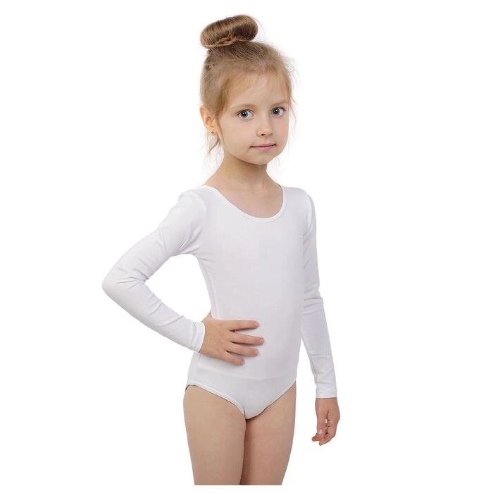 Купальник гимнастический, с длинным рукавом, размер 28, цвет белый от компании Интернет-гипермаркет «MOLL» - фото 1