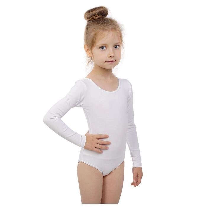 Купальник гимнастический, с длинным рукавом, размер 30, цвет белый от компании Интернет-гипермаркет «MOLL» - фото 1