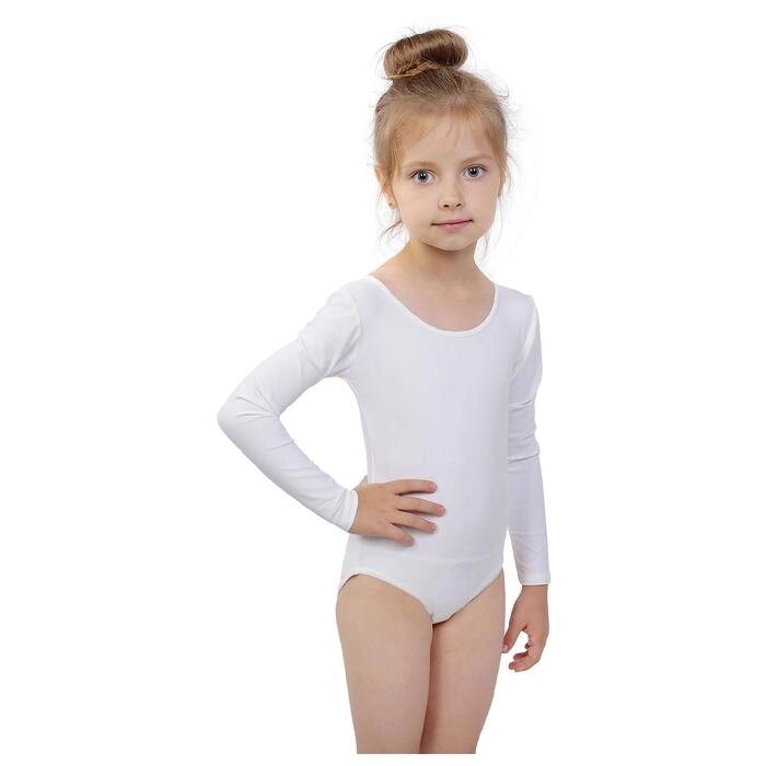 Купальник гимнастический, с длинным рукавом, размер 32, цвет белый от компании Интернет-гипермаркет «MOLL» - фото 1