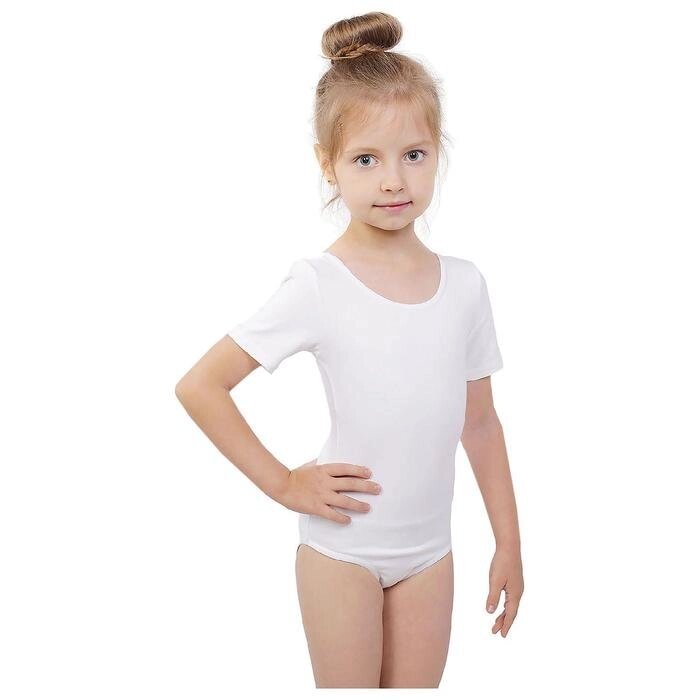 Купальник гимнастический, с коротким рукавом, размер 28, цвет белый от компании Интернет-гипермаркет «MOLL» - фото 1