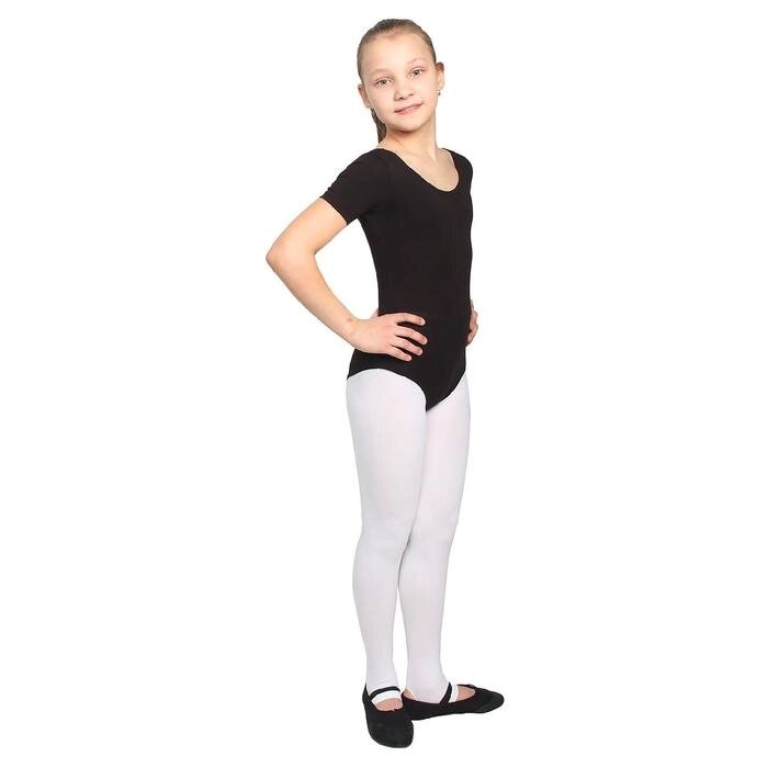Купальник гимнастический, с коротким рукавом, размер 28, цвет чёрный от компании Интернет-гипермаркет «MOLL» - фото 1