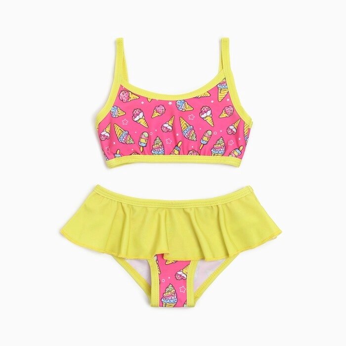 Купальник раздельный для девочки, цвет розовый/жёлтый, рост 110-116 см от компании Интернет-гипермаркет «MOLL» - фото 1