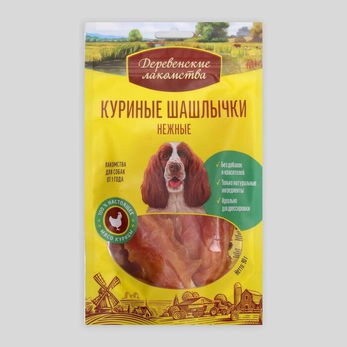 Куриные шашлычки "Деревенские Лакомства" для собак, 90 г от компании Интернет-гипермаркет «MOLL» - фото 1