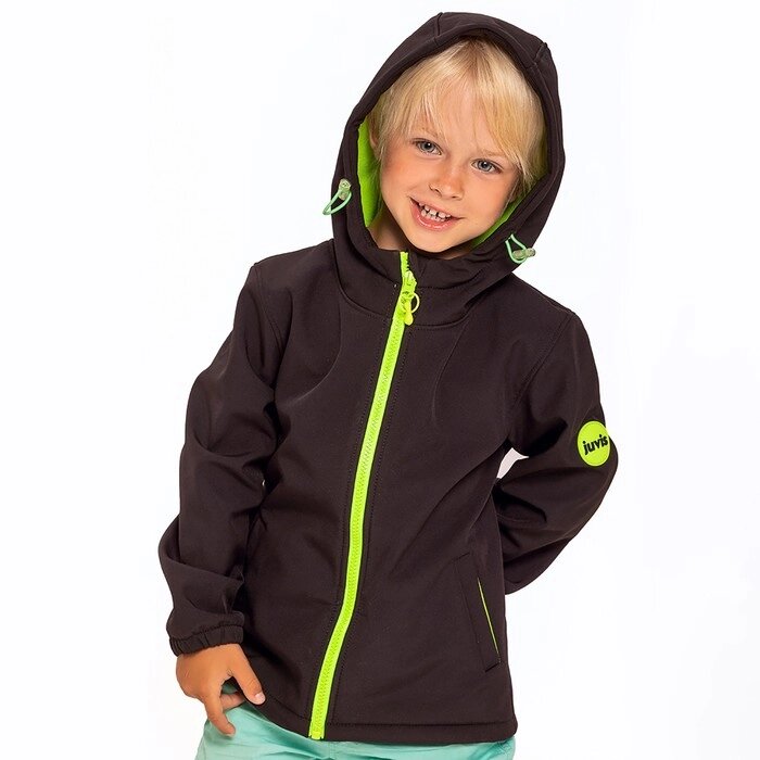 Куртка детская SOFTSHELL, цвет чёрный/салатовый, рост 128 см от компании Интернет-гипермаркет «MOLL» - фото 1
