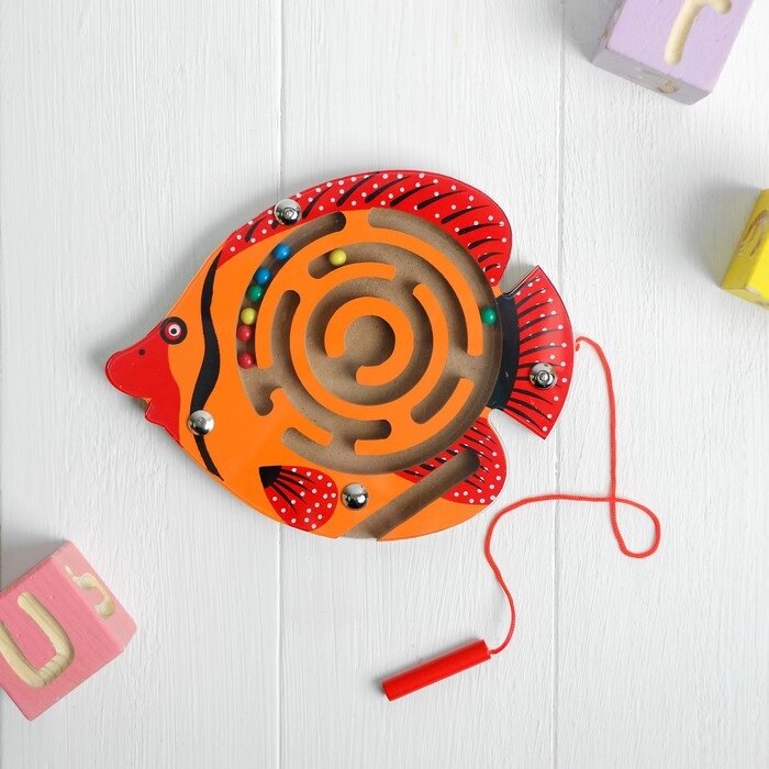 Лабиринт магнитный малый "Рыбка" цвета МИКС от компании Интернет-гипермаркет «MOLL» - фото 1