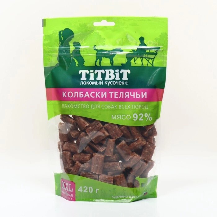 Лакомство TitBit для собак Колбаски телячьи для собак всех пород 420 г от компании Интернет-гипермаркет «MOLL» - фото 1