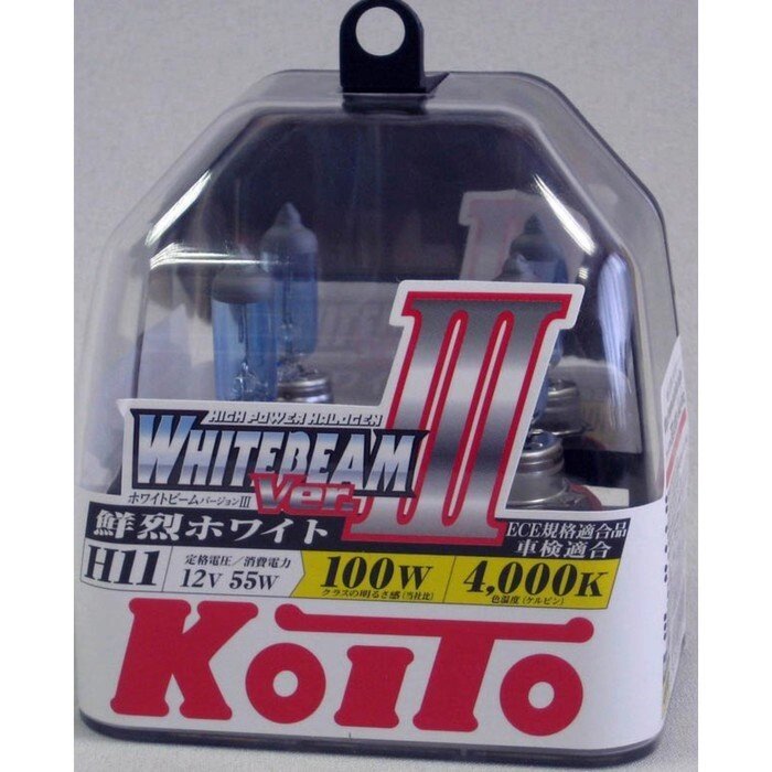 Лампа автомобильная Koito, H11 (55w) (100w) PGJ19-2 Whitebeam III 4000K, набор 2 шт от компании Интернет-гипермаркет «MOLL» - фото 1