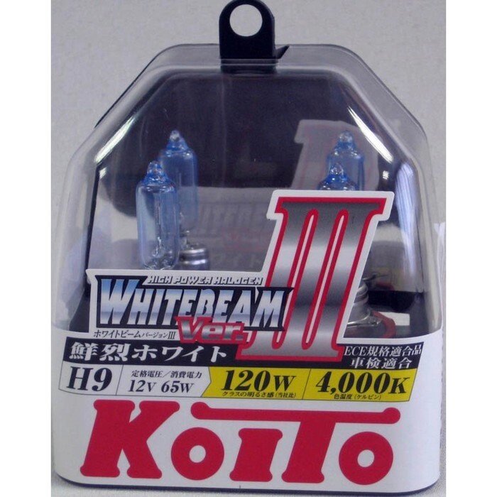 Лампа автомобильная Koito, H9 12 В (65w) (120w) Whitebeam III 4000K, набор 2 шт от компании Интернет-гипермаркет «MOLL» - фото 1