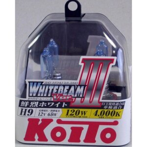 Лампа автомобильная Koito, H9 12 В (65w) (120w) Whitebeam III 4000K, набор 2 шт