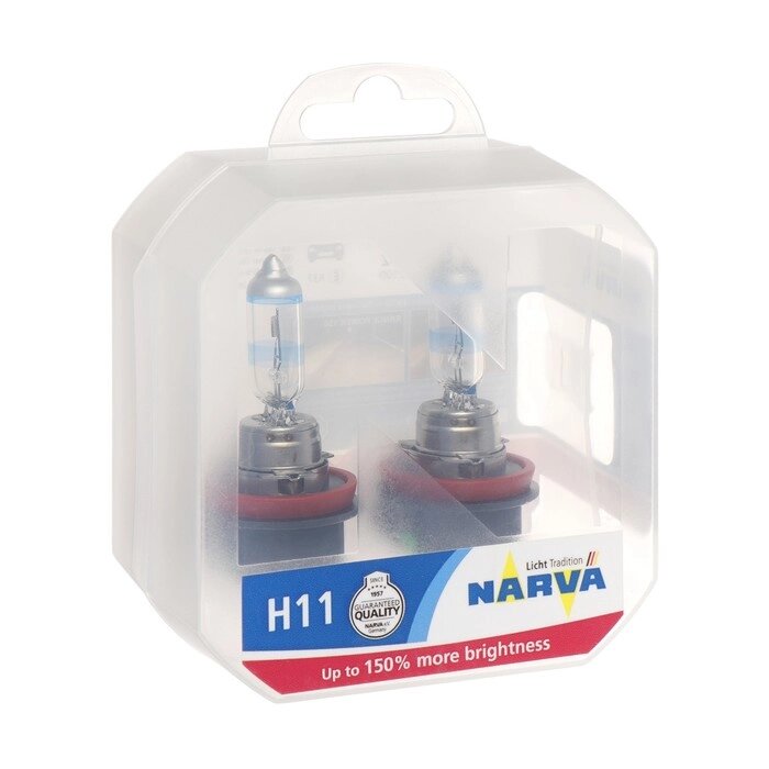 Лампа автомобильная NARVA Range Power 150, H11, 12 В, 55 Вт, +150%, PGJ19-2, набор 2 шт от компании Интернет-гипермаркет «MOLL» - фото 1