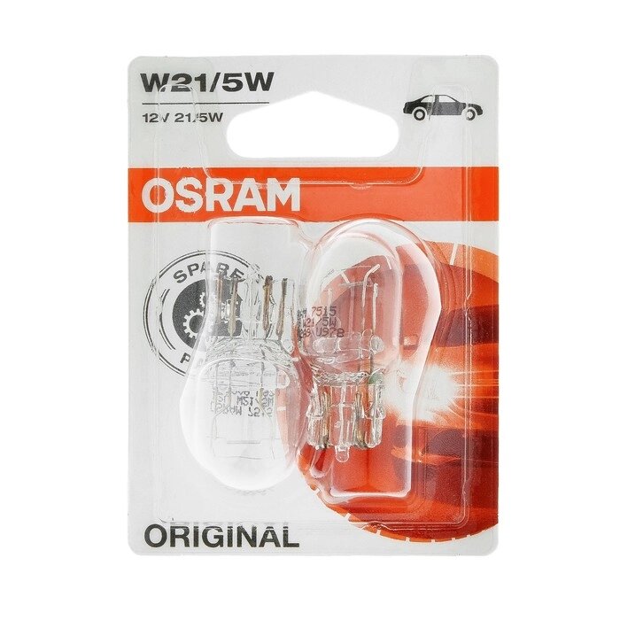 Лампа автомобильная Osram, W21/5W, 12 В, 21/5 Вт, набор 2 шт, 7515-02B от компании Интернет-гипермаркет «MOLL» - фото 1