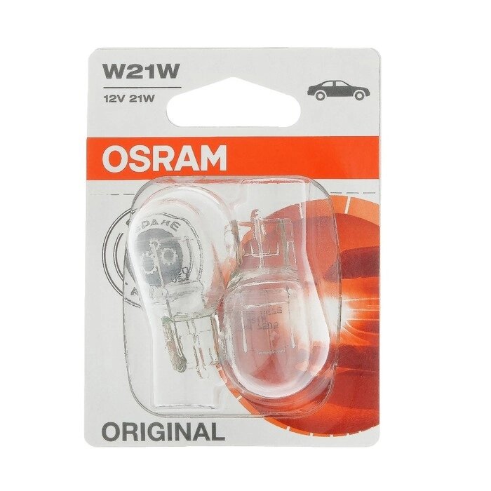 Лампа автомобильная Osram, W21W, 12 В, 21 Вт, набор 2 шт, 7505-02B от компании Интернет-гипермаркет «MOLL» - фото 1