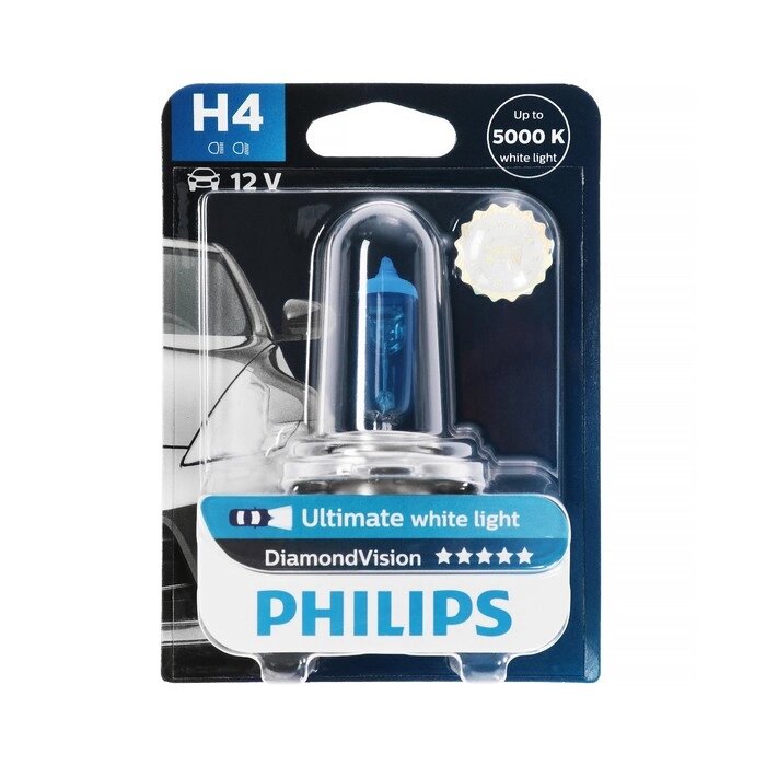 Лампа автомобильная Philips Diamond Vision, H4, 12 В, 60/55 Вт, 12342DVB1 от компании Интернет-гипермаркет «MOLL» - фото 1