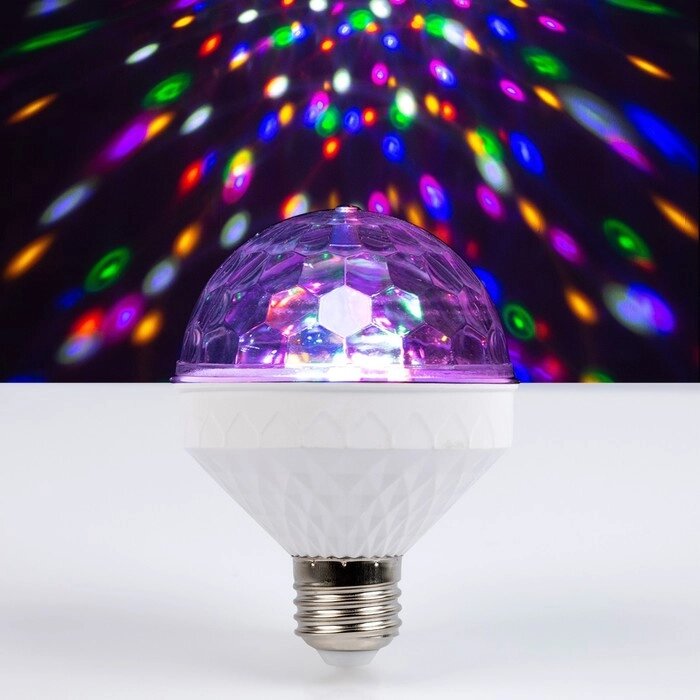 Лампа Диско шар, d=8.5 см, 220V, вращение, цоколь Е27, МУЛЬТИ от компании Интернет-гипермаркет «MOLL» - фото 1