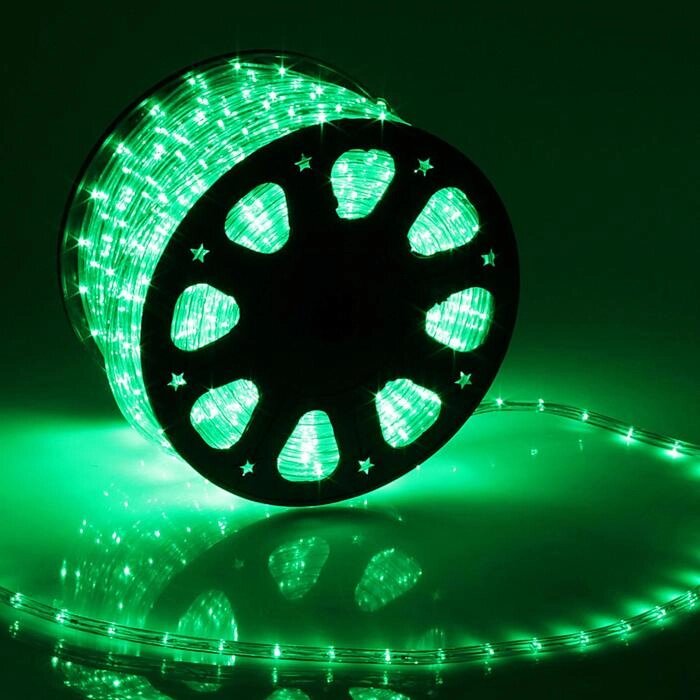 LED шнур 11 мм, круглый, 100 м, фиксинг, 2W-LED/м-24-220V, в компл. набор д/подкл, ЗЕЛЕНЫЙ от компании Интернет-гипермаркет «MOLL» - фото 1