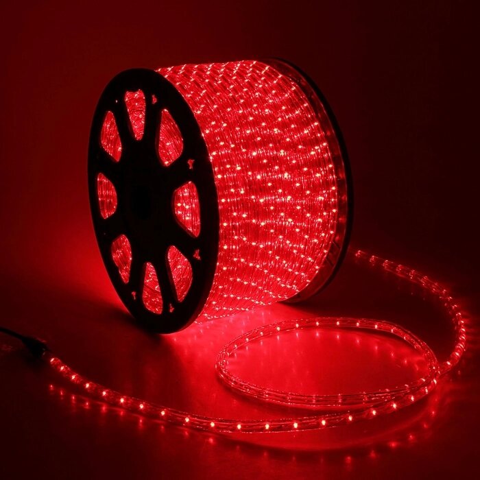 LED шнур 13 мм, круглый, 100 м, чейзинг, 3W-LED/м-36-220V. в компл. набор д/подкл. КРАСНЫЙ от компании Интернет-гипермаркет «MOLL» - фото 1