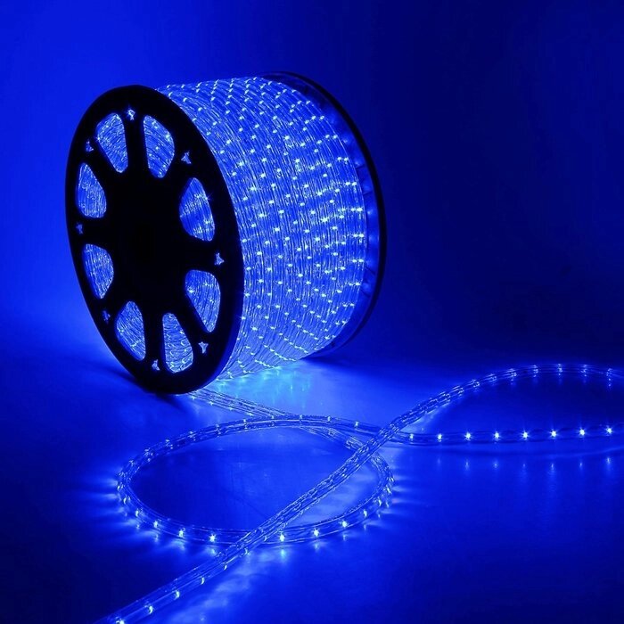 LED шнур 13 мм, круглый, 100 м, фиксинг, 2W-LED/м-36-220V. в компл. набор д/подкл, СИНИЙ от компании Интернет-гипермаркет «MOLL» - фото 1