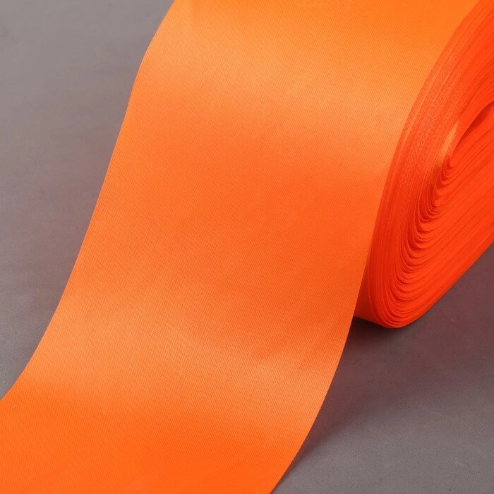 Лента атласная, 100 мм  100  5 м, цвет оранжевый от компании Интернет-гипермаркет «MOLL» - фото 1