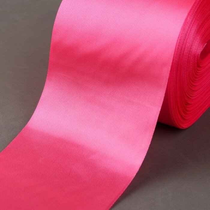 Лента атласная, 100 мм  100  5 м, цвет ярко-розовый от компании Интернет-гипермаркет «MOLL» - фото 1