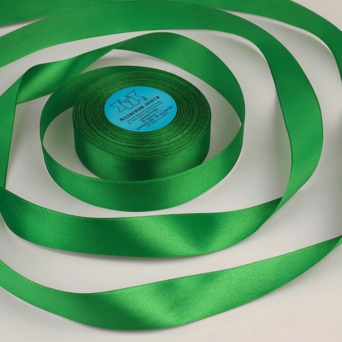 Лента атласная, 25 мм  33  2 м, цвет зелёный №019 от компании Интернет-гипермаркет «MOLL» - фото 1