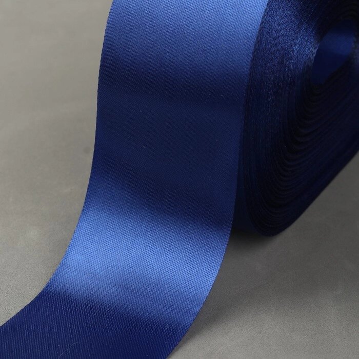 Лента атласная, 50 мм  100  5 м, цвет синий от компании Интернет-гипермаркет «MOLL» - фото 1