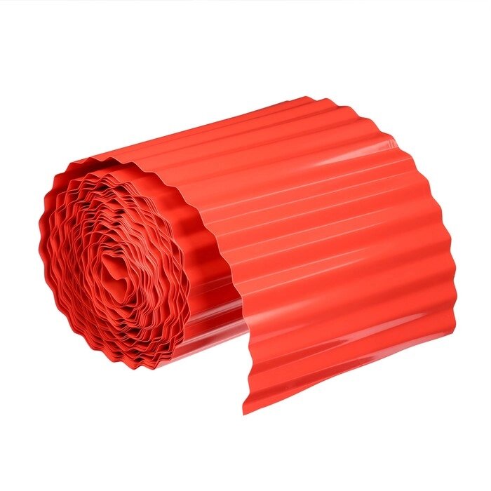 Лента бордюрная 0.2 х 9 м, гофра, толщина 0.6 мм, пластиковая красная от компании Интернет-гипермаркет «MOLL» - фото 1
