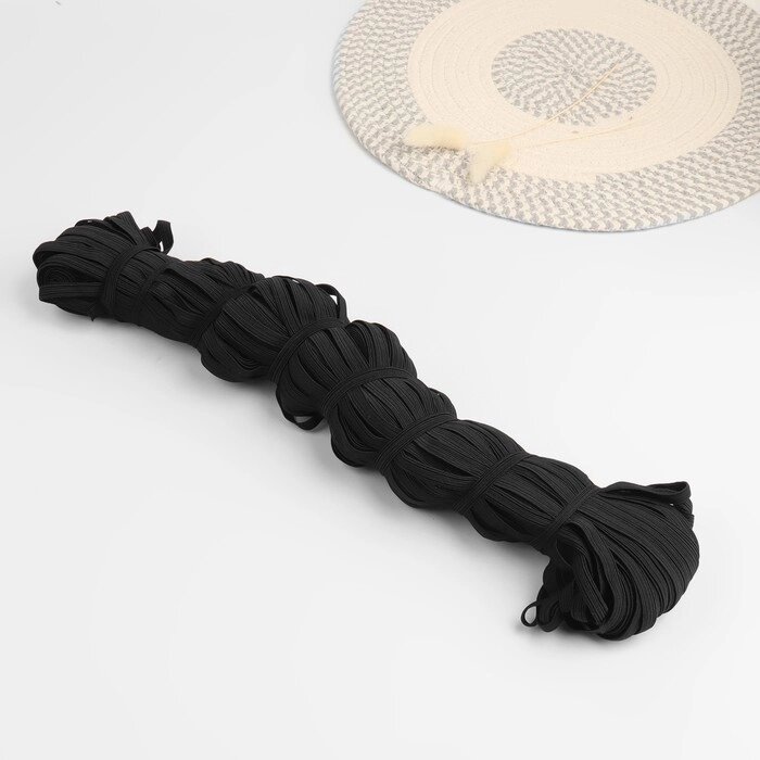 Лента эластичная, 8 мм, 100 м, цвет чёрный от компании Интернет-гипермаркет «MOLL» - фото 1