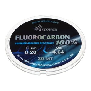 Леска монофильная ALLVEGA "FX Fluorocarbon 100%30м 0,20мм, 4,64кг, флюорокарбон 100%