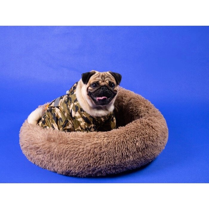 Лежанка для собак и кошек, длинный мех, 45 х 35 х 11 см, коричневая от компании Интернет-гипермаркет «MOLL» - фото 1