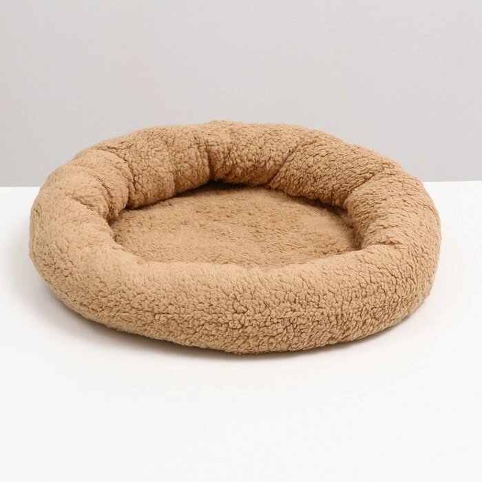 Лежанка для собак и кошек, мягкий мех, 50 х 42 х 11 см, коричневая от компании Интернет-гипермаркет «MOLL» - фото 1