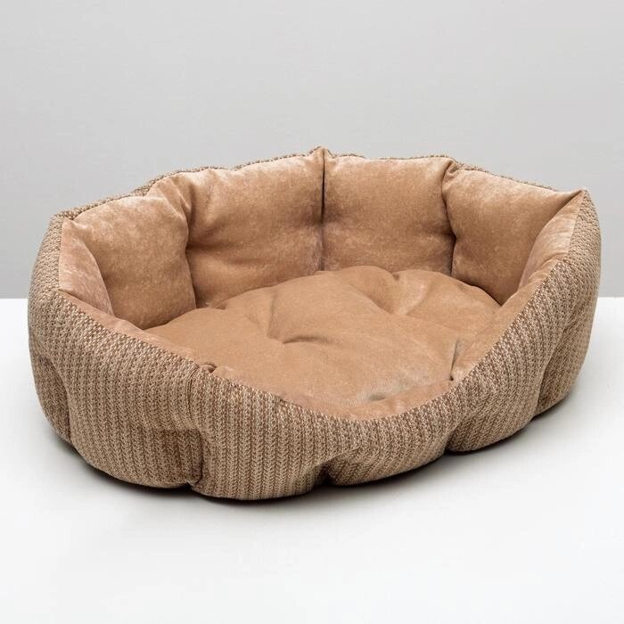 Лежанка для животных, мебельная ткань, холофайбер, 65 х 50 х 21 см, микс цветов от компании Интернет-гипермаркет «MOLL» - фото 1