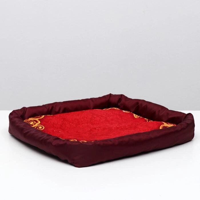 Лежанка с бортом "Узор красный", 42 х 42 х 5 см, микс цветов от компании Интернет-гипермаркет «MOLL» - фото 1