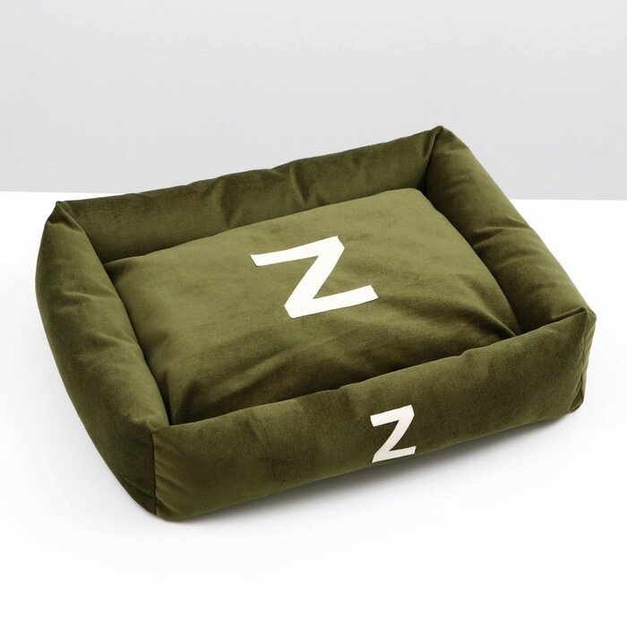 Лежанка "Z",  53 х  44 х  11 см, зелёная, мебельная ткань от компании Интернет-гипермаркет «MOLL» - фото 1