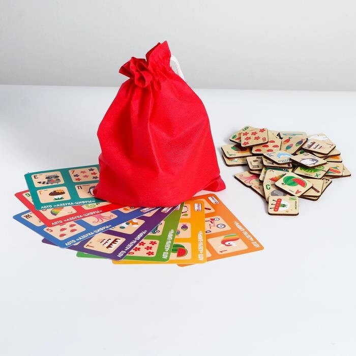 Лото "Азбука" 7 карточек, 42 фишки, мешочек от компании Интернет-гипермаркет «MOLL» - фото 1