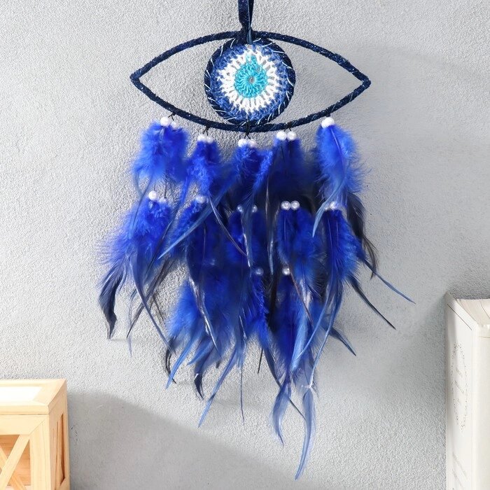 Ловец снов "Глаз от сглаза" сине-чёрный 19х48 см от компании Интернет-гипермаркет «MOLL» - фото 1